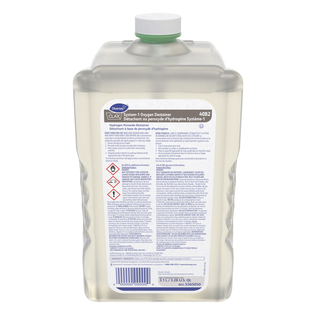 Clax® System-1 Oxygen Destainer 40B2 40B2, 3100ml, 2/CT - Détachant à base de peroxyde d'hydrogène